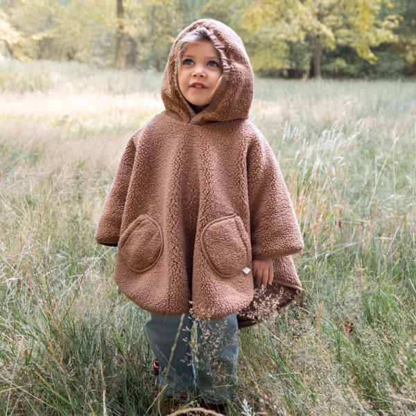 Poncho chaud de voyage teddy bouclette ficelle Bemini