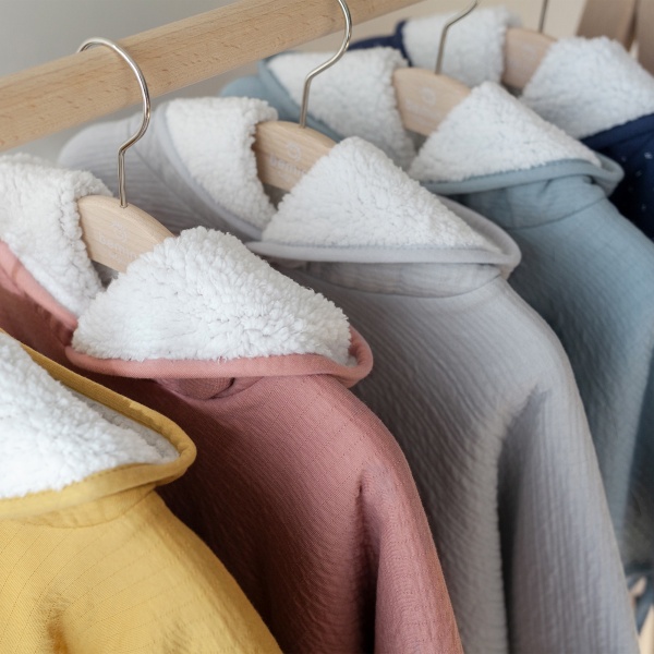 Poncho chaud teddy gris Bemini