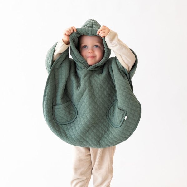 Poncho chaud de voyage pady quilted jersey vert Bemini