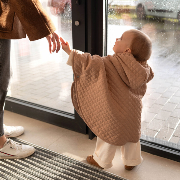 Poncho chaud de voyage pady quilted jersey beige Bemini