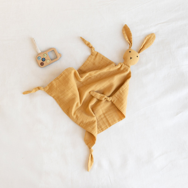 Doudou lapin 40x40 cm ocre Bemini