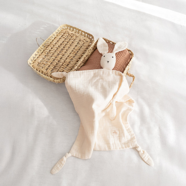 Doudou lapin 40x40 cm ecru Bemini