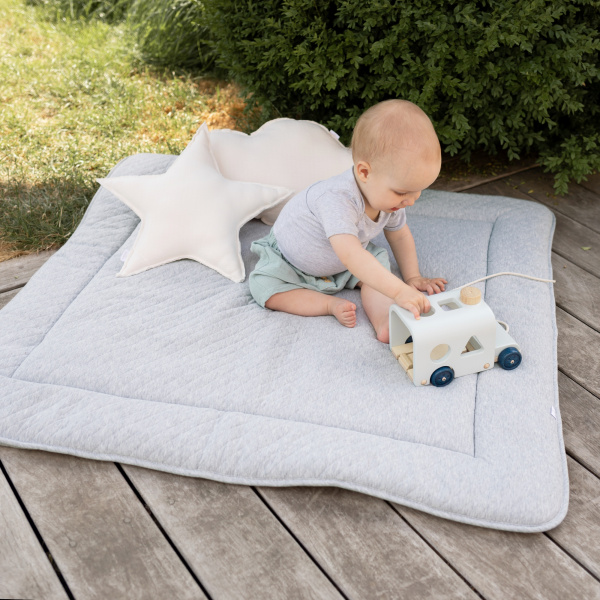 Tapis de parc 100x100cm quilted jersey gris Bemini