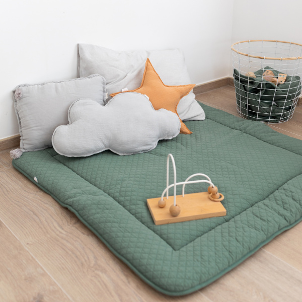 Tapis de parc 100x100cm quilted jersey green Bemini