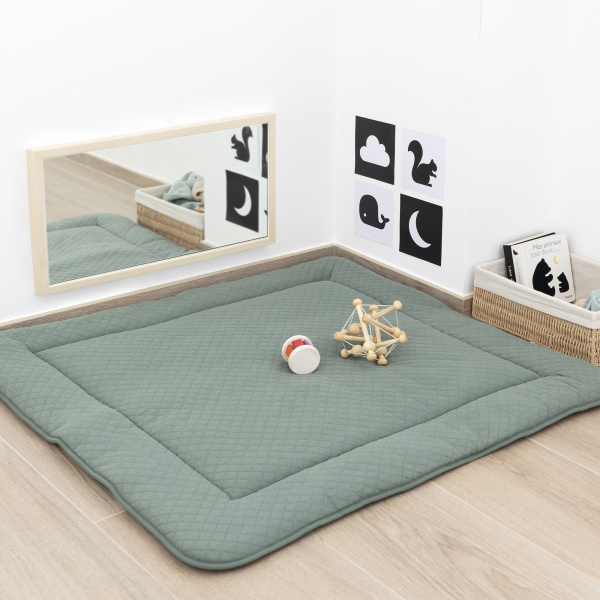 Tapis de parc 100x100cm quilted jersey green Bemini