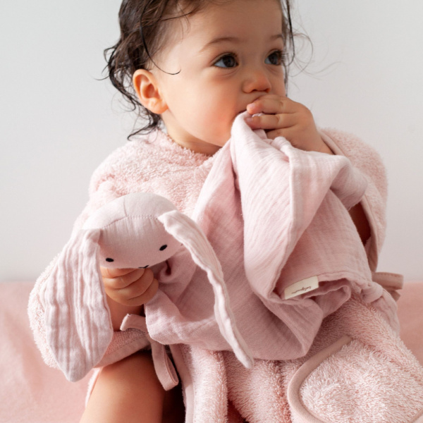 Doudou lange lapin bleu foncé Bemini