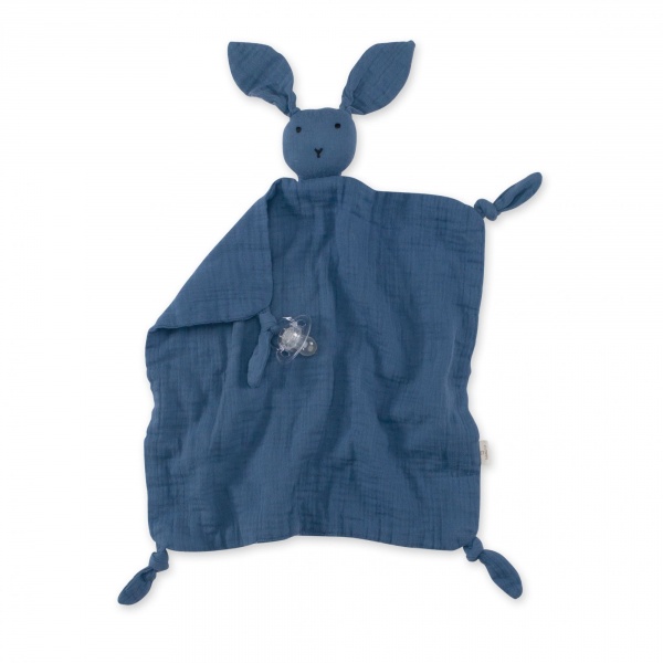 Doudou lange lapin bleu foncé Bemini