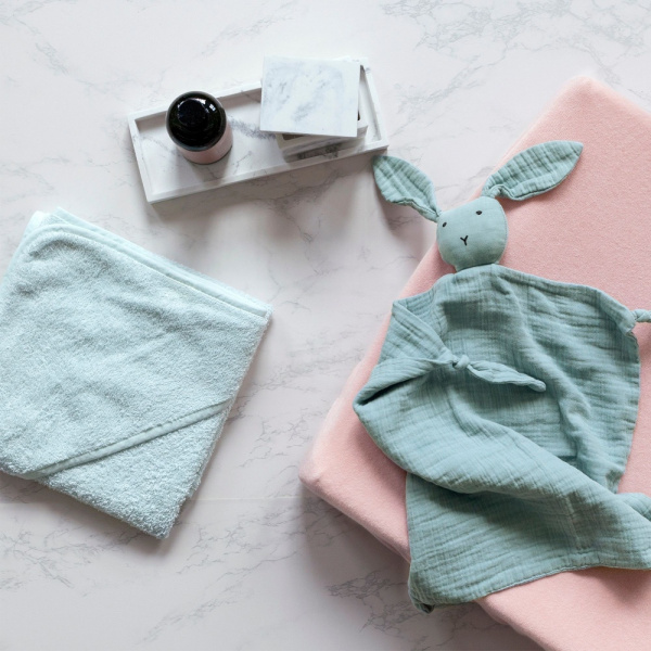 Doudou lange lapin bleu foncé Bemini