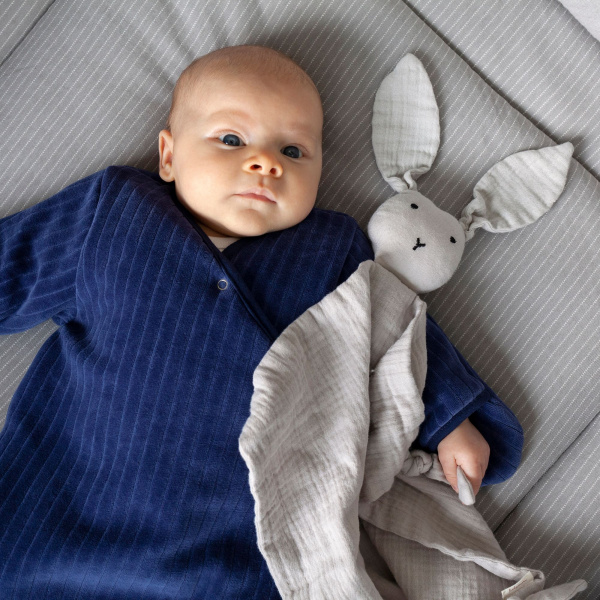 Doudou lange lapin gris plum Bemini