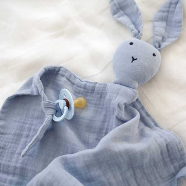 Doudou lange lapin bleu foncé Bemini