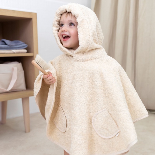 Poncho de bain éponge crème Bemini