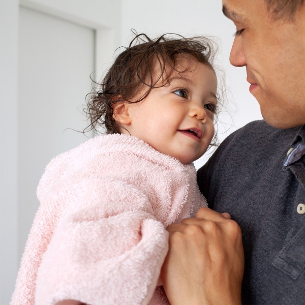 Poncho de bain éponge rose clair Bemini