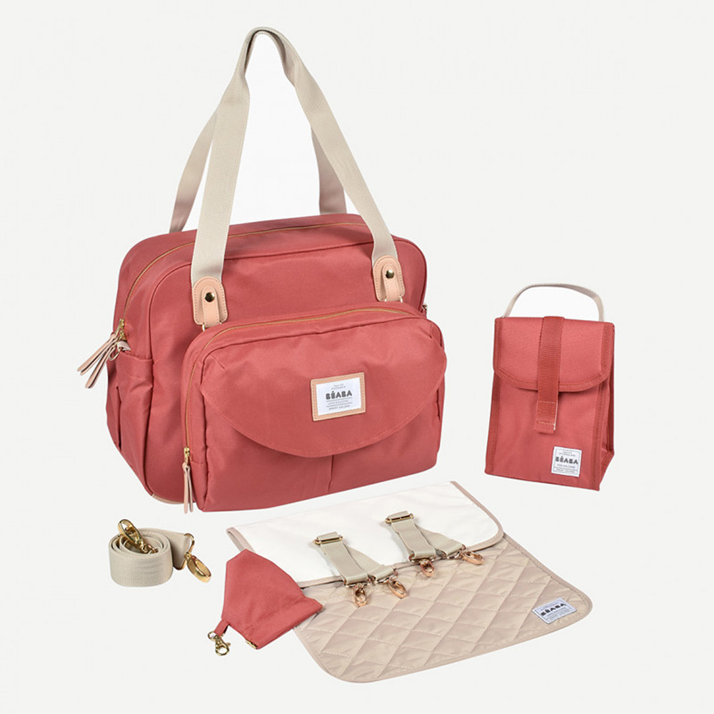 Sac a langer beaba sales geneve 2 gris corail