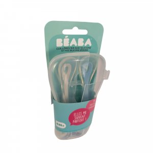 Lot de 2 cuillères 1er âge silicone avec boîte de transport windy blue Beaba