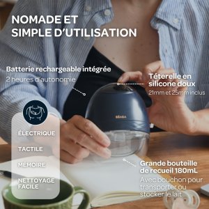 Tire-lait électrique mains libres nomade night blue Beaba