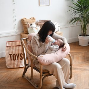 Coussin d’allaitement big flopsy lin vintage rose Beaba