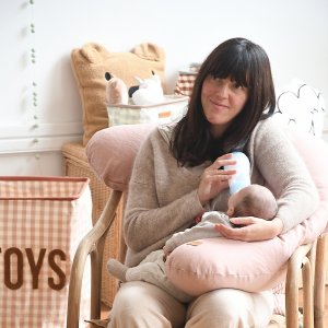 Coussin d’allaitement big flopsy lin vintage rose Beaba