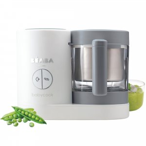 Robot babycook neo grey/white + multiportions silicone 6 x 150 ml light mist + coffret repas silicone 4 pièces - mineral Beaba