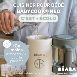 Robot babycook neo grey/white + lot de 2 pré-cuillères en silicone - terracotta/velvet grey + bol silicone ventouse - grey Beaba