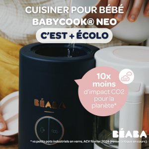 Robot babycook neo night blue + lot de 2 pré-cuillères en silicone - sage green/velvet grey + bol silicone ventouse - grey Beaba