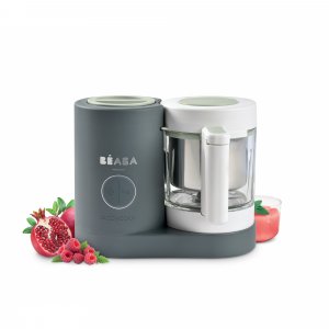 Robot babycook neo gris mineral + bavoir à manches évolutif et 2 en 1 - sage green + coffret repas verre eucalyptus Beaba