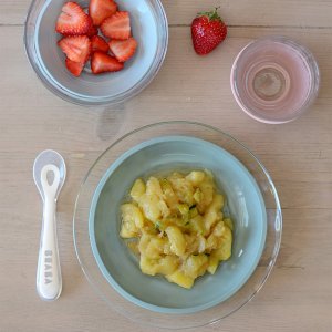 Robot babycook neo gris mineral + bavoir à manches évolutif et 2 en 1 - sage green + coffret repas verre eucalyptus Beaba