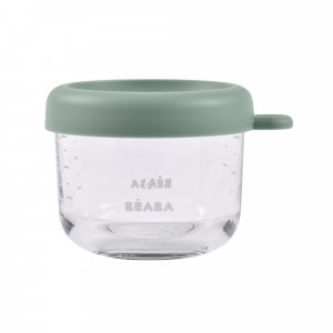 Pot de conservation portion verre 150 ml vert sauge Beaba