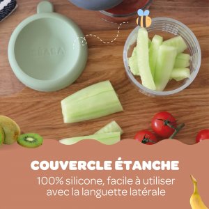 Pot de conservation portion verre 150 ml vert sauge Beaba