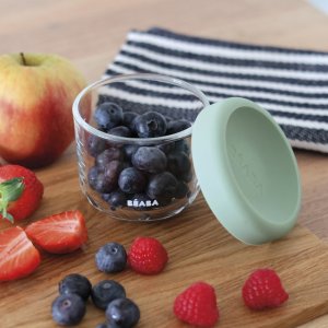 Pot de conservation portion verre 150 ml vert sauge Beaba