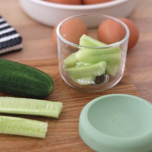 Pot de conservation portion verre 150 ml vert sauge Beaba