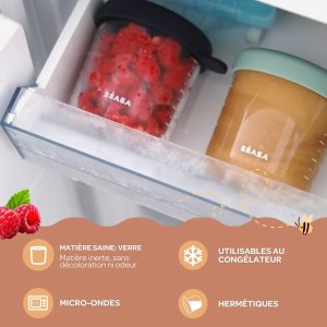 Robot babycook express -vert sauge + bavoir à manches évolutif et 2 en 1 - sage green + portion verre vert sauge 150ml Beaba