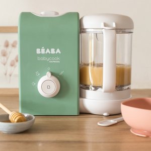 Robot babycook express -vert sauge + bavoir à manches évolutif et 2 en 1 - sage green + portion verre vert sauge 150ml Beaba