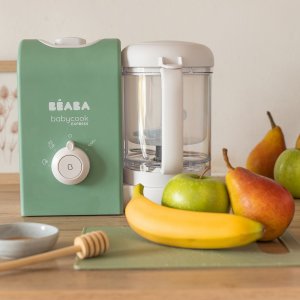 Robot babycook express -vert sauge + bavoir à manches évolutif et 2 en 1 - sage green + portion verre vert sauge 150ml Beaba