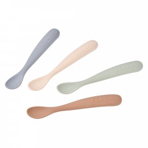 Lot de 4 cuillères bébé 1er âge silicone natural Beaba