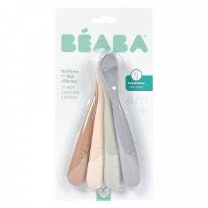 Lot de 4 cuillères bébé 1er âge silicone natural Beaba