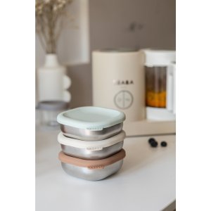 Lot de 3 boîtes repas bébé en inox 250 ml natural Beaba