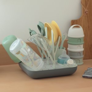 Égoutte biberons forêt vert de gris et gris minéral Beaba