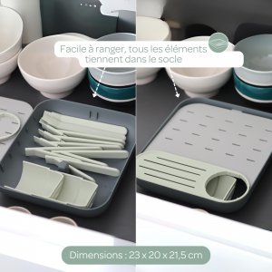 Égoutte biberons forêt vert de gris et gris minéral Beaba