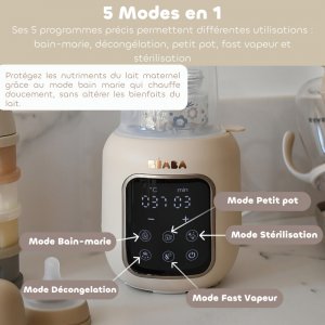 Chauffe biberon multifonction 5 en 1 multi milk argile Beaba