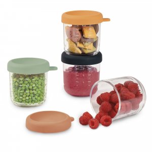 Pack robot cuiseur bébé babycook duo vert de gris + 4 portions verre 250 ml Beaba