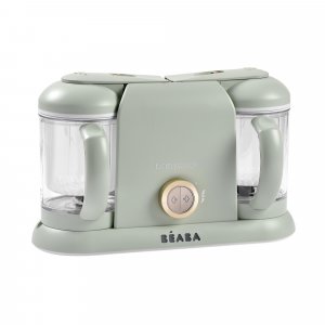 Pack robot cuiseur bébé babycook duo vert de gris + 4 portions verre 250 ml Beaba
