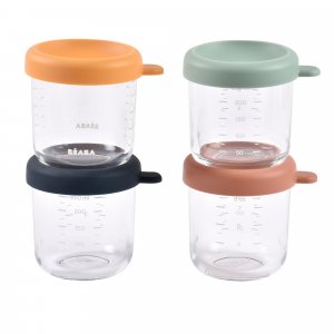 Pack robot cuiseur bébé babycook duo vert de gris + 4 portions verre 250 ml Beaba