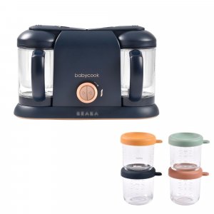 Pack robot cuiseur bébé babycook duo night blue + 4 portions verre 250 ml Beaba