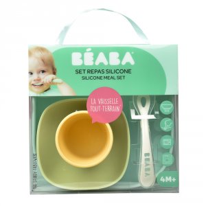 Coffret repas vaisselle silicone 4 pièces yellow Beaba