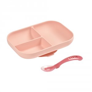 Coffret repas silicone compartimenté pink Beaba