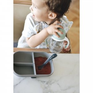 Assiette compartimentée bébé silicone gris minéral Beaba