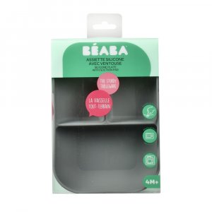 Assiette compartimentée bébé silicone gris minéral Beaba