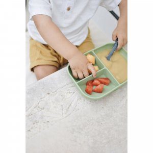 Assiette compartimentée bébé silicone sage green Beaba