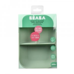 Assiette compartimentée bébé silicone sage green Beaba