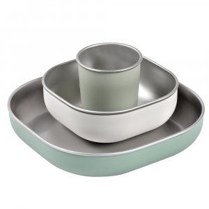 Coffret repas bébé inox vert sauge Beaba